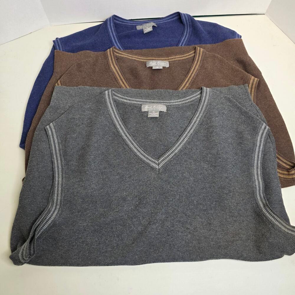 Daniel Cremiear, 3 Vests Lot, Blue Grey and Brown, 100% Cotton, Men's XL
